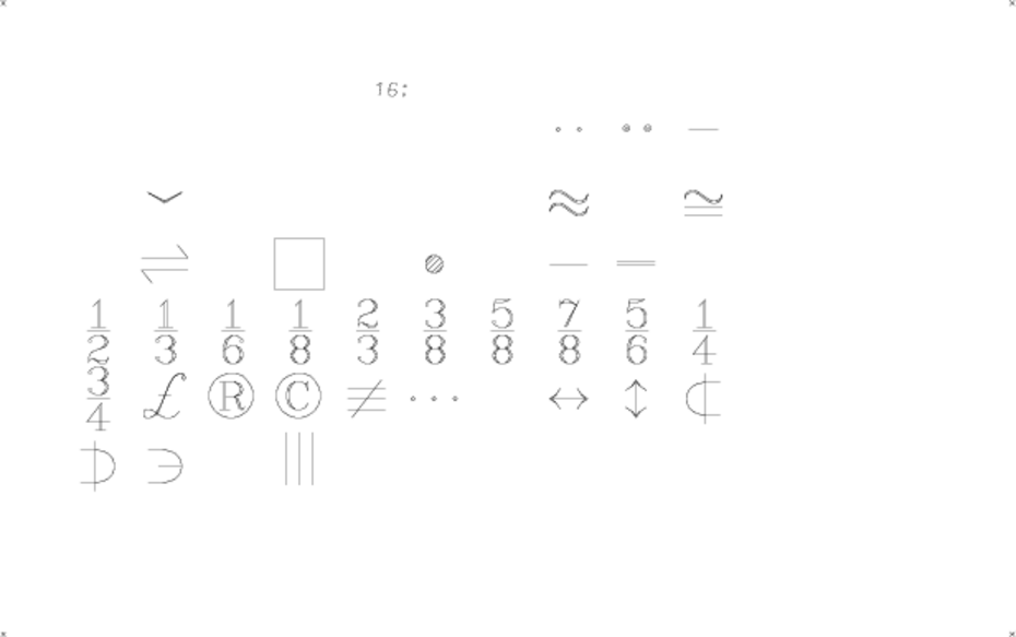 hershey occidental glyphs range 16